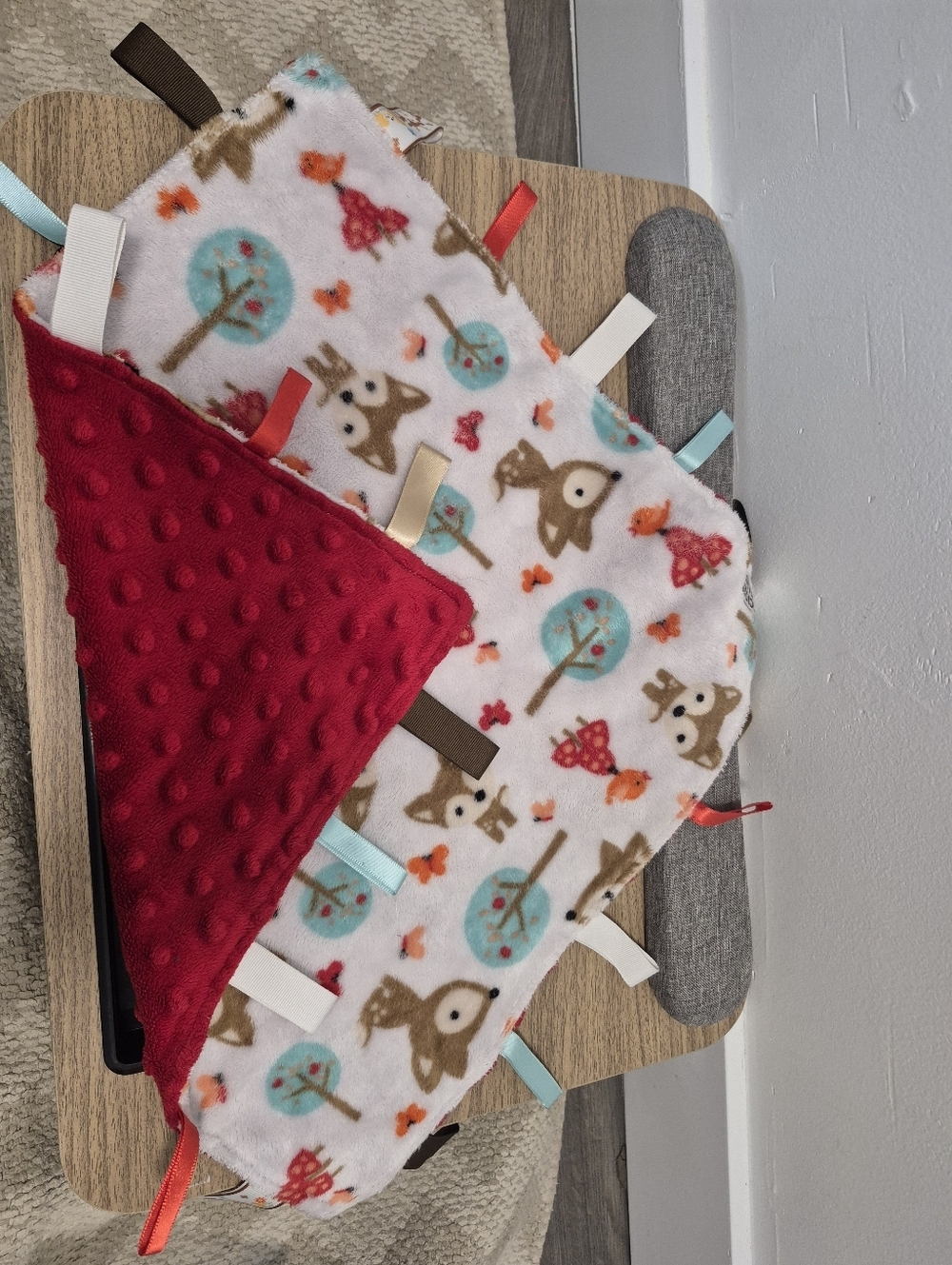 *5/$25* Tags Texture Security Blanket Red Reversible